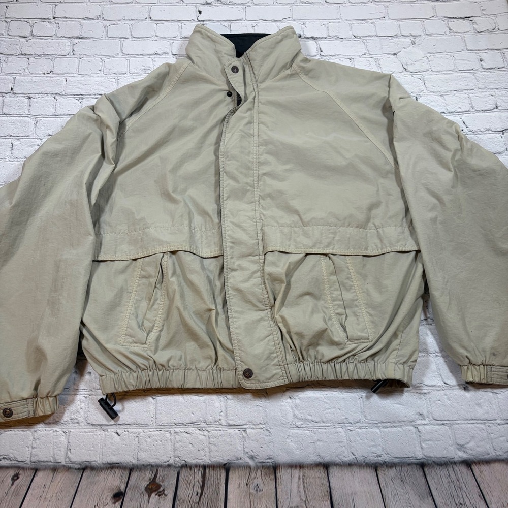 Dockers Golf Mens Tan Khaki Nylon Windbreaker Jacket Large Full Zip 047906